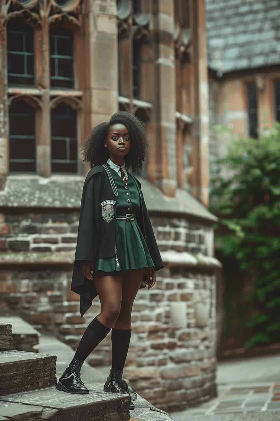 black Slytherin girl at Hogwarts school 