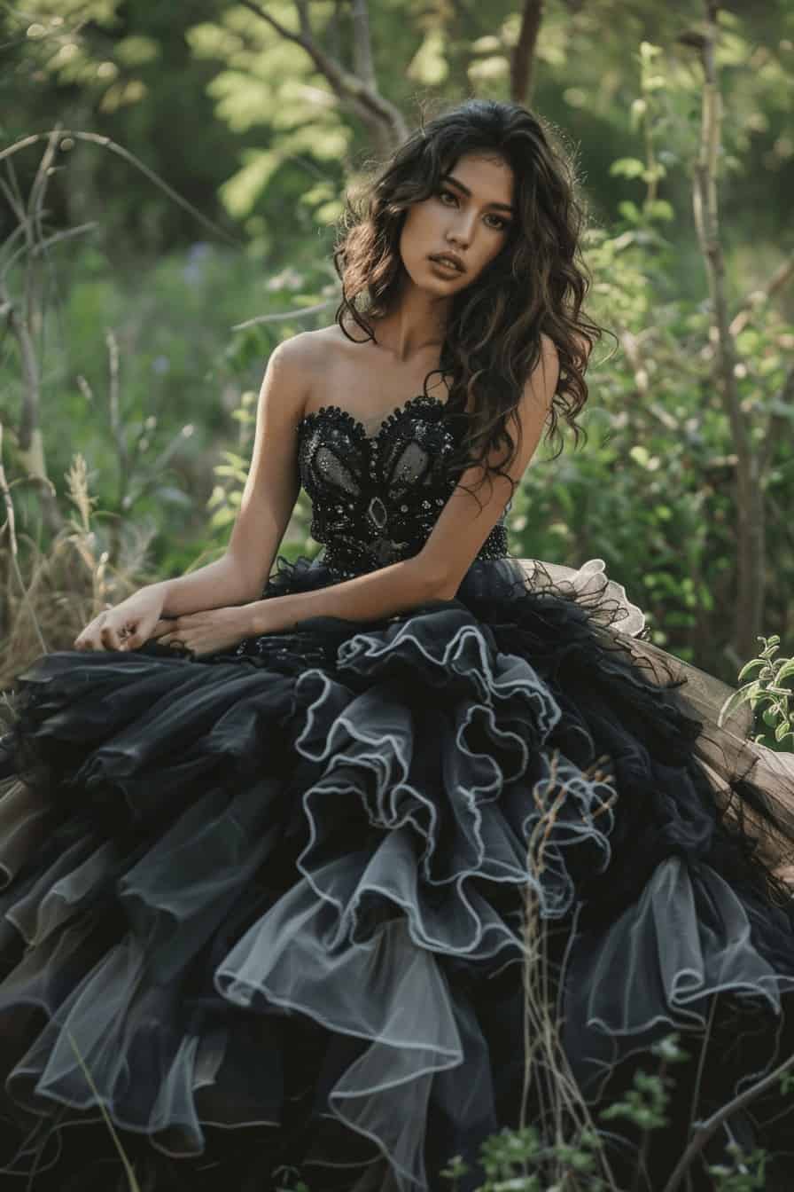black quinceanera dress
