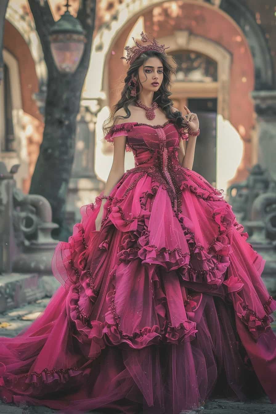 luxurious pink quinceanera dress