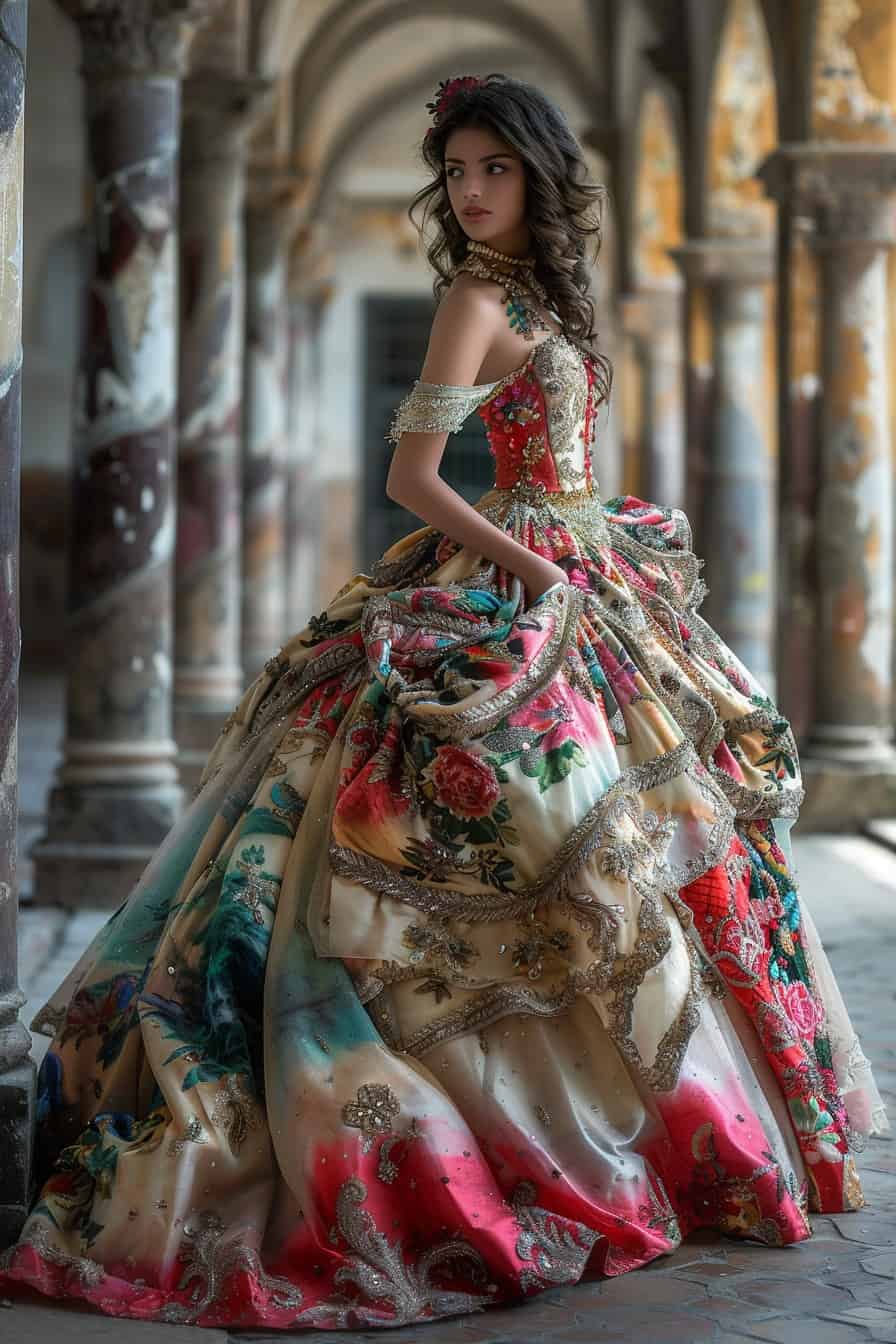historical style quinceanera dress