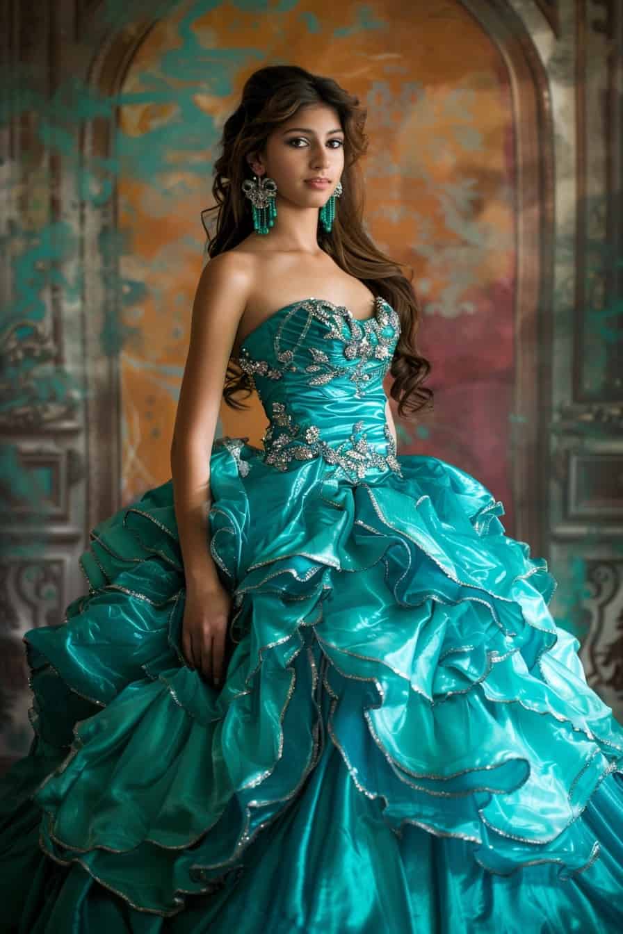 turquoise quinceanera dress