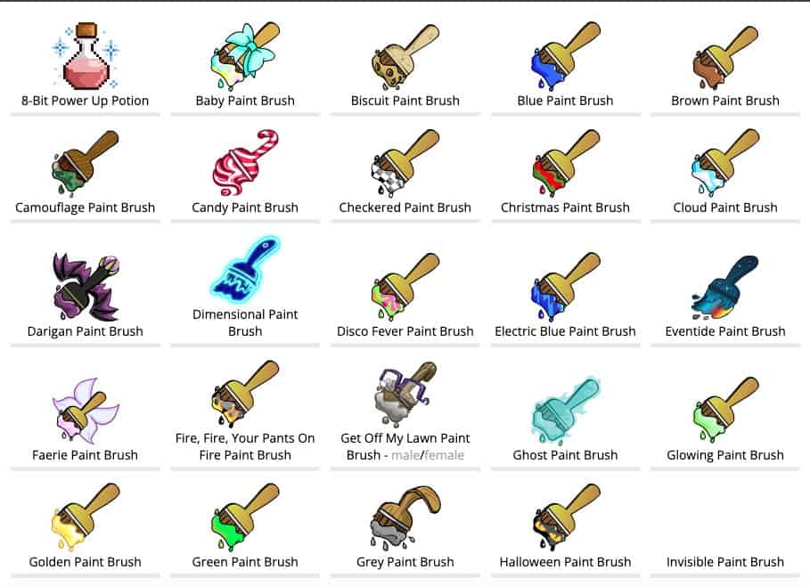 neopets paintbrushes