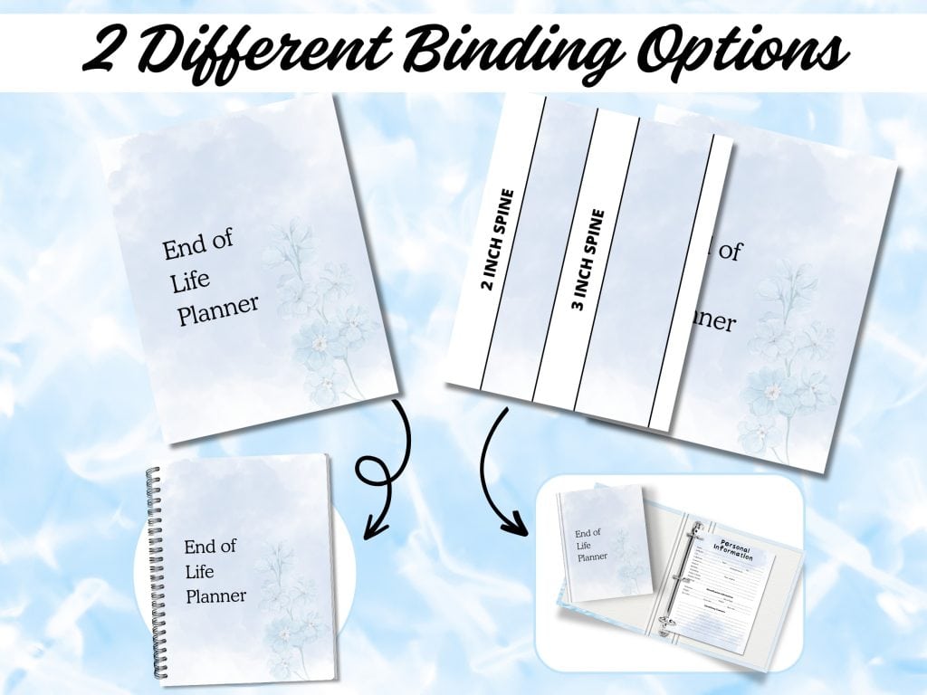 binding options for end of life planner