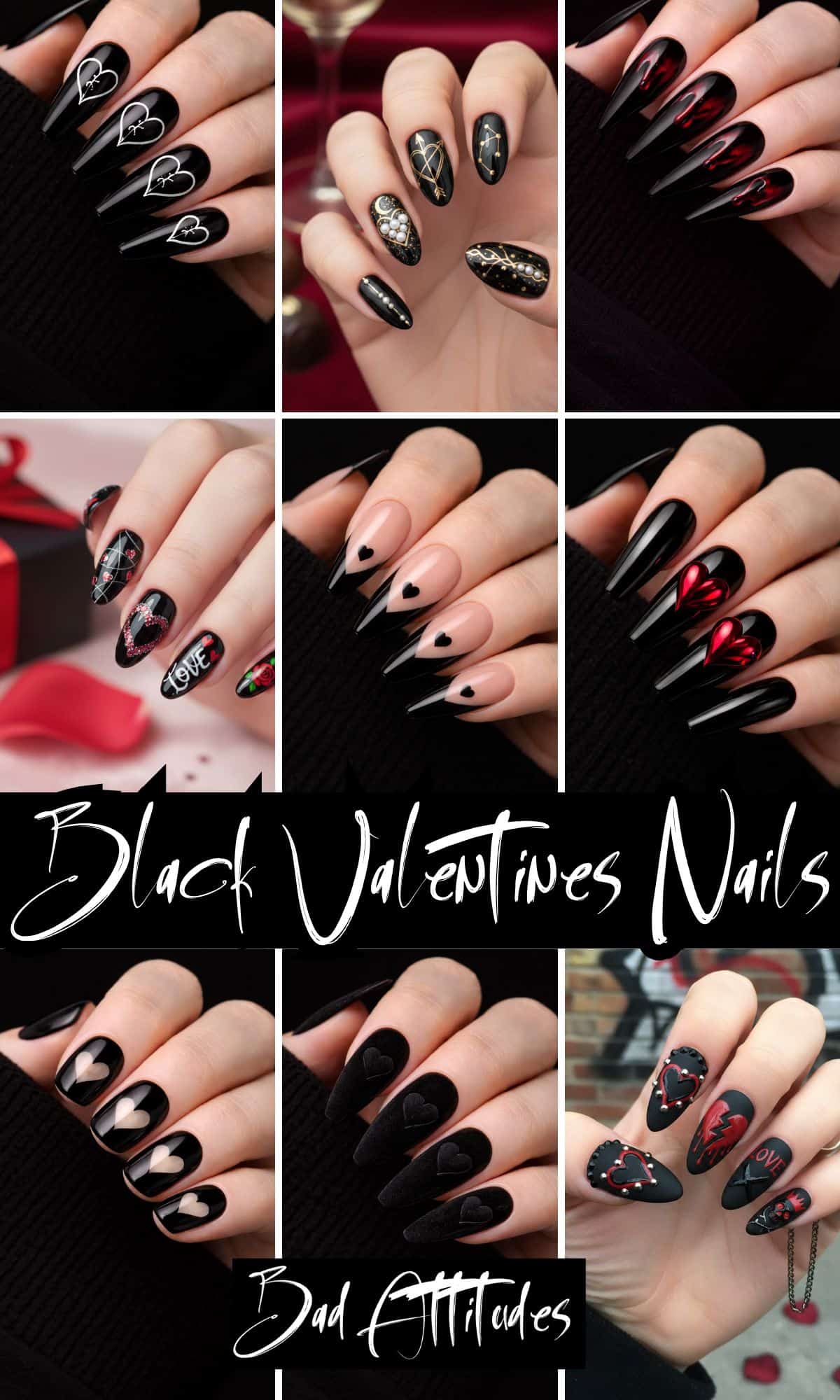black valentine nail designs 