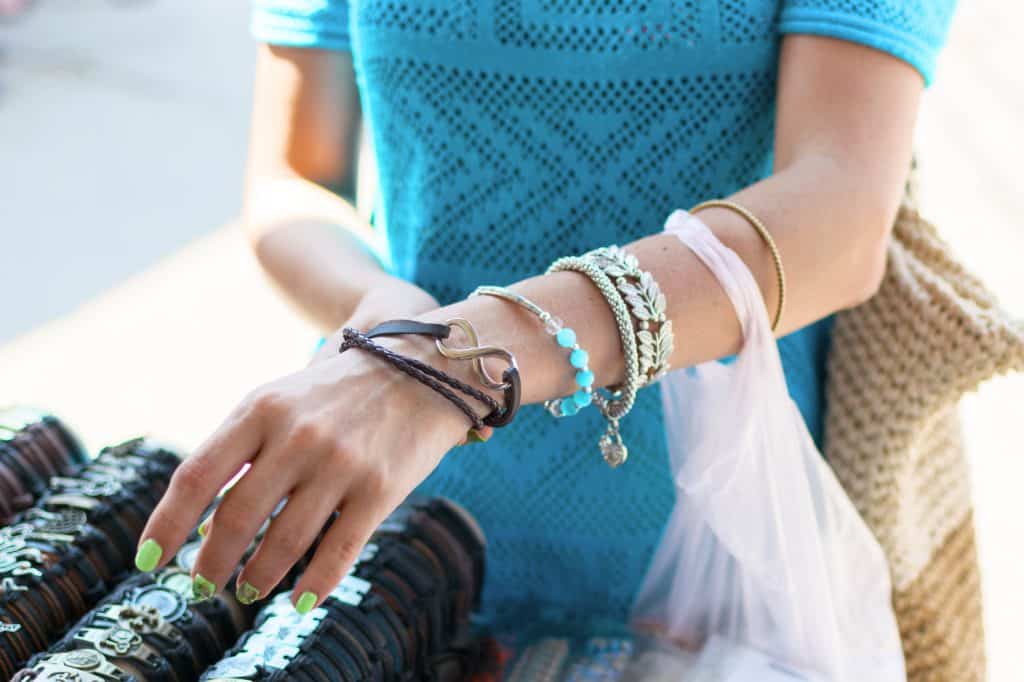 bracelets on arm 