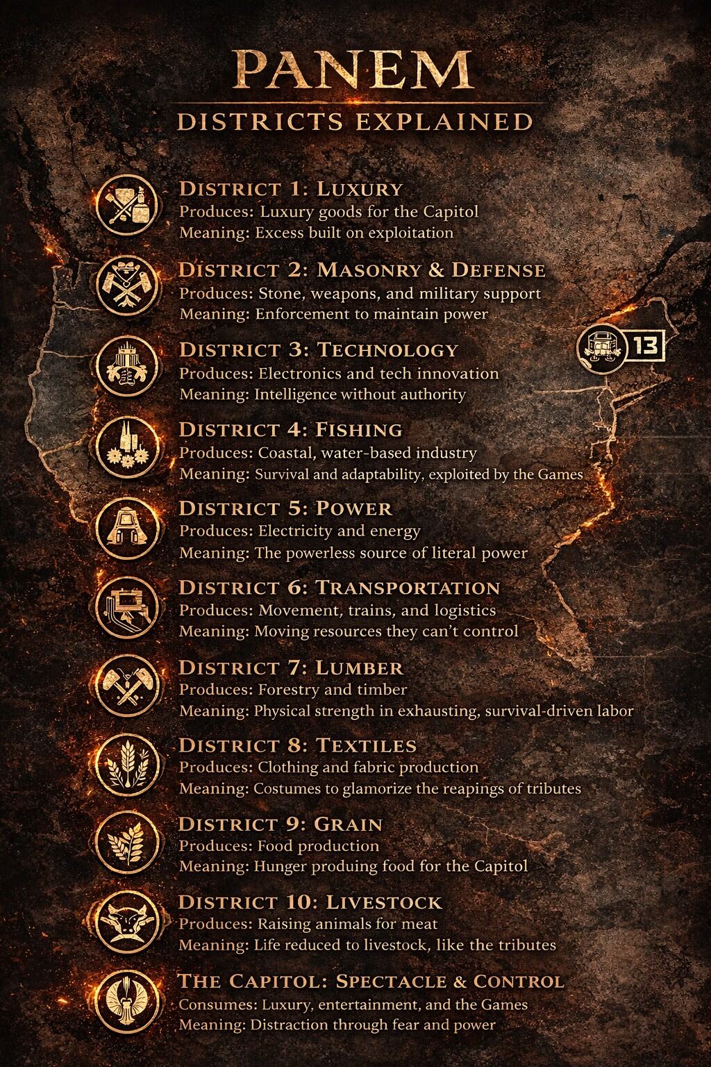 panem districts lists meanings for each district in hunger games 