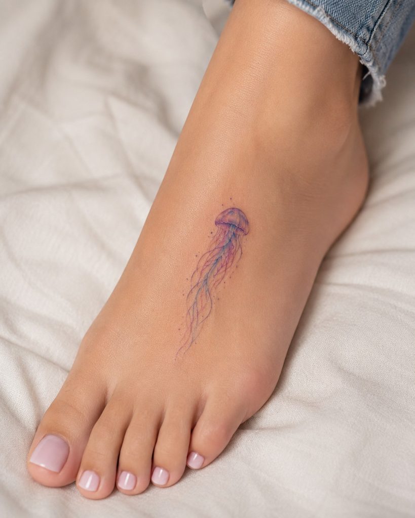 jellyfish foot tattoo 