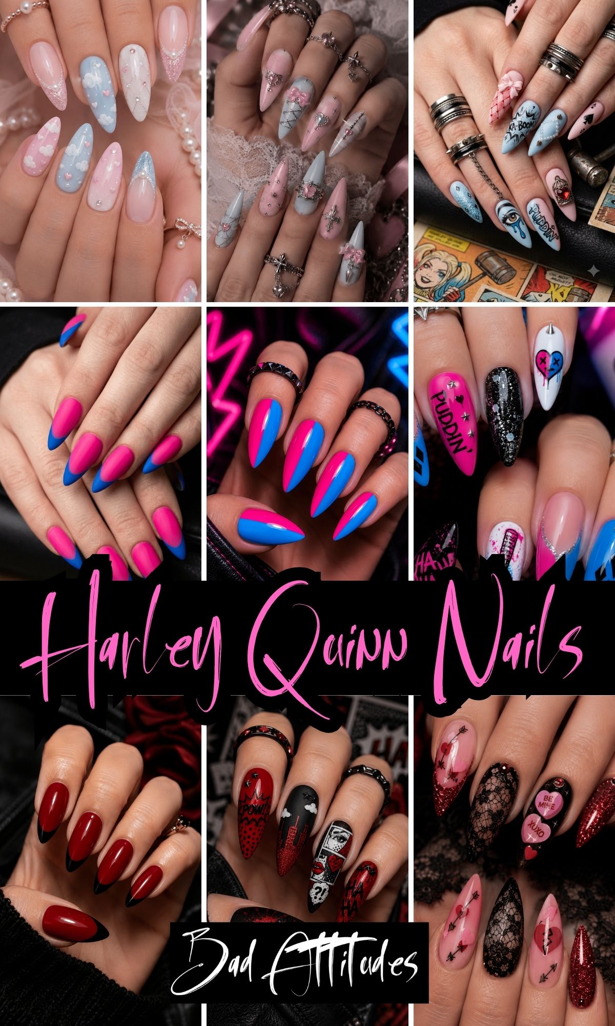 harley quinn nail designs