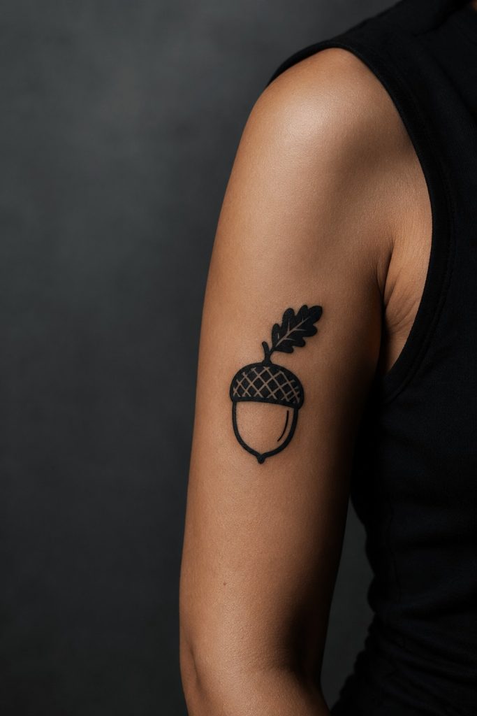 bold acorn tattoo 