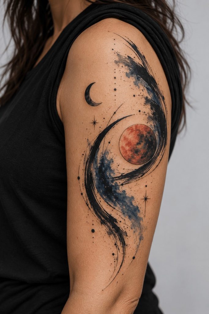 abstract solar system tattoo 