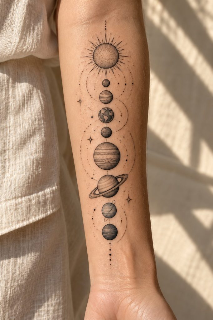 solar system tattoo 