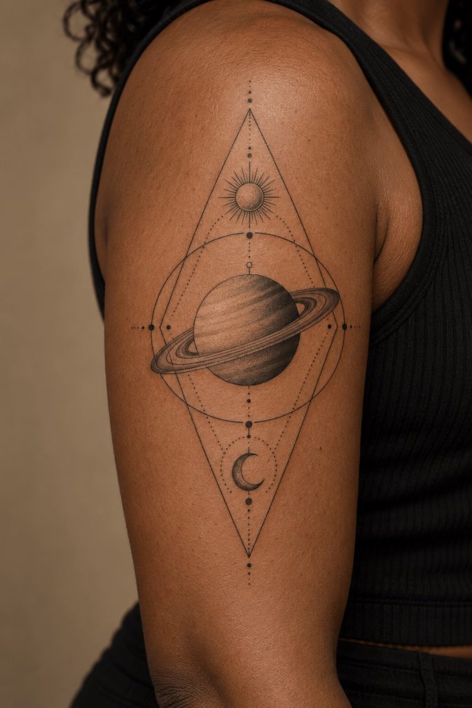 geometric solar system tattoo 